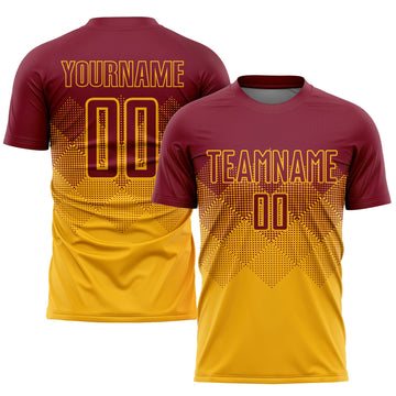Uksn Individuelles Gold Karmesinrot Sublimations-Fußballtrikot