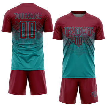 Uksn Individuelles Petrol Karmesinrot Sublimations-Fußballtrikot
