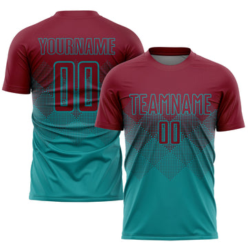 Uksn Individuelles Petrol Karmesinrot Sublimations-Fußballtrikot