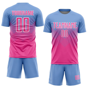 Uksn Individuelles Hellblau Pink-Weiß Sublimations-Fußballtrikot