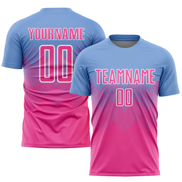 Uksn Individuelles Hellblau Pink-Weiß Sublimations-Fußballtrikot