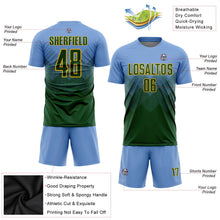 Laden Sie das Bild in den Galerie-Viewer, Uksn Individuelles Hellblau Grün-Gold Sublimations-Fußballtrikot
