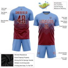 Laden Sie das Bild in den Galerie-Viewer, Uksn Individuelles Hellblau Karmesinrot-Creme Sublimations-Fußballtrikot
