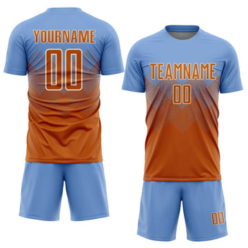 Uksn Individuelles Hellblau Texas-Orange-Creme Sublimations-Fußballtrikot