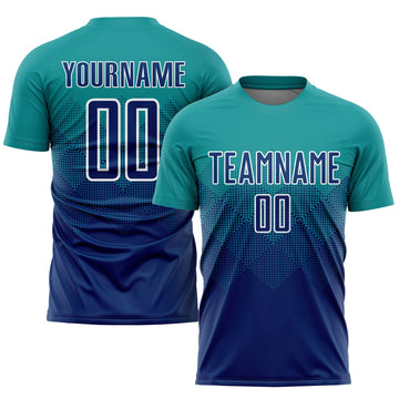 Uksn Individuelles Petrol US Marineblau-Weiß Sublimations-Fußballtrikot