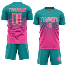 Laden Sie das Bild in den Galerie-Viewer, Uksn Individuelles Petrol Pink-Creme Sublimations-Fußballtrikot
