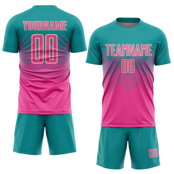 Uksn Individuelles Petrol Pink-Creme Sublimations-Fußballtrikot