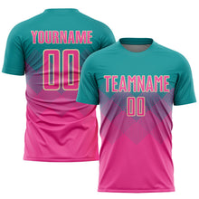 Laden Sie das Bild in den Galerie-Viewer, Uksn Individuelles Petrol Pink-Creme Sublimations-Fußballtrikot

