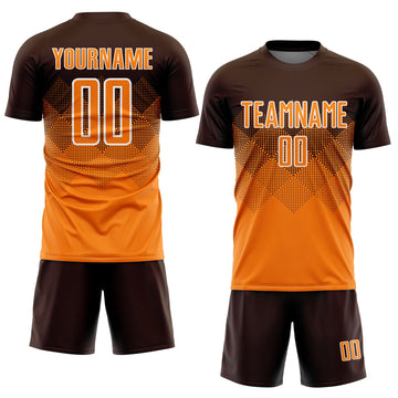 Uksn Individuelles Braun Bay Orange-Weiß Sublimations-Fußballtrikot