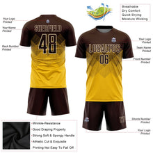 Laden Sie das Bild in den Galerie-Viewer, Uksn Individuelles Gold Braun-Creme Sublimations-Fußballtrikot
