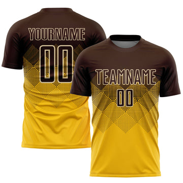 Uksn Individuelles Gold Braun-Creme Sublimations-Fußballtrikot