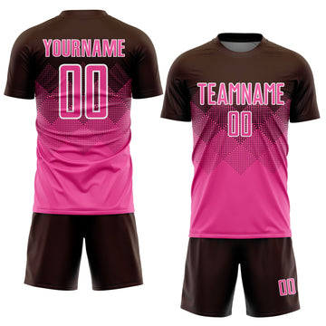 Uksn Individuelles Braun Pink-Weiß Sublimations-Fußballtrikot