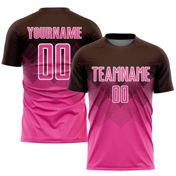 Uksn Individuelles Braun Pink-Weiß Sublimations-Fußballtrikot