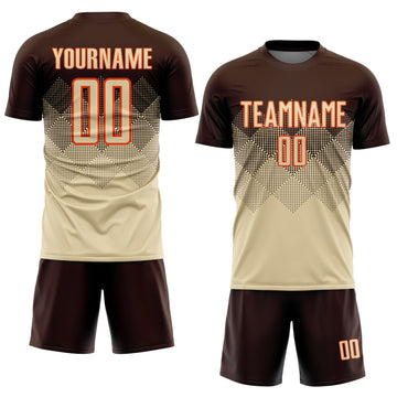 Uksn Individuelles Braun Creme-Orange Sublimations-Fußballtrikot