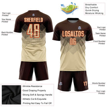 Laden Sie das Bild in den Galerie-Viewer, Uksn Individuelles Braun Creme-Orange Sublimations-Fußballtrikot
