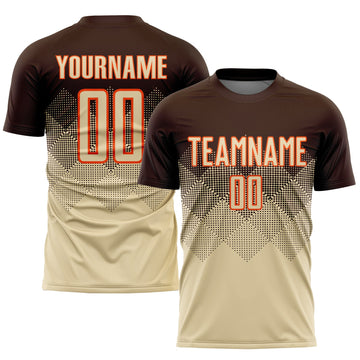 Uksn Individuelles Braun Creme-Orange Sublimations-Fußballtrikot
