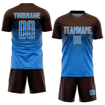 Uksn Individuelles Braun Puderblau-Creme Sublimations-Fußballtrikot