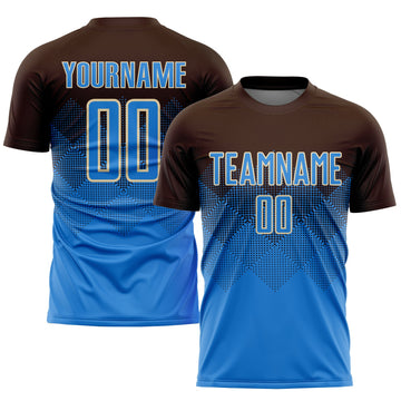 Uksn Individuelles Braun Puderblau-Creme Sublimations-Fußballtrikot