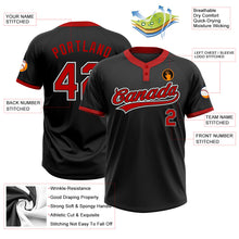 Laden Sie das Bild in den Galerie-Viewer, Uksn Individuelles Schwarz Rot-Weiß Zweiknopf Unisex Softball-Trikot
