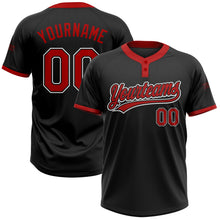 Laden Sie das Bild in den Galerie-Viewer, Uksn Individuelles Schwarz Rot-Weiß Zweiknopf Unisex Softball-Trikot
