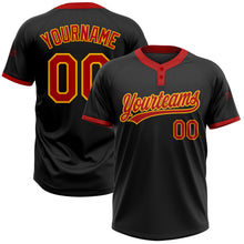 Laden Sie das Bild in den Galerie-Viewer, Uksn Individuelles Schwarz Rot-Gold Zweiknopf Unisex Softball-Trikot
