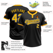 Laden Sie das Bild in den Galerie-Viewer, Uksn Individuelles Schwarz Gold-Weiß Zweiknopf Unisex Softball-Trikot
