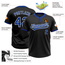 Laden Sie das Bild in den Galerie-Viewer, Uksn Individuelles Schwarz Royalblau-Weiß Zweiknopf Unisex Softball-Trikot
