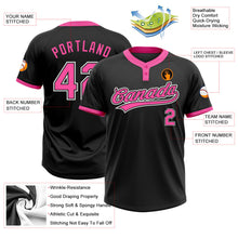 Laden Sie das Bild in den Galerie-Viewer, Uksn Individuelles Schwarz Pink-Weiß Zweiknopf Unisex Softball-Trikot
