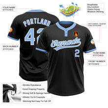 Laden Sie das Bild in den Galerie-Viewer, Uksn Individuelles Schwarz Hellblau-Weiß Zweiknopf Unisex Softball-Trikot
