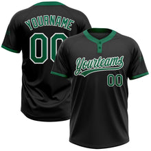 Laden Sie das Bild in den Galerie-Viewer, Uksn Individuelles Schwarz Kelly-Grün-Weiß Zweiknopf Unisex Softball-Trikot
