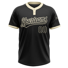 Laden Sie das Bild in den Galerie-Viewer, Uksn Individuelles Schwarz Schwarz-Creme Zweiknopf Unisex Softball-Trikot

