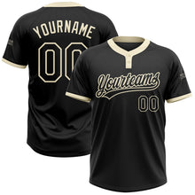 Laden Sie das Bild in den Galerie-Viewer, Uksn Individuelles Schwarz Schwarz-Creme Zweiknopf Unisex Softball-Trikot
