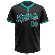Laden Sie das Bild in den Galerie-Viewer, Uksn Individuelles Schwarz Petrol-Weiß Zweiknopf Unisex Softball-Trikot
