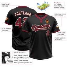 Laden Sie das Bild in den Galerie-Viewer, Uksn Individuelles Schwarz Karmesinrot-Creme Zweiknopf Unisex Softball-Trikot
