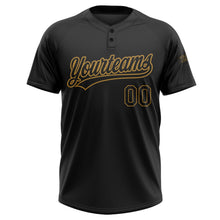 Laden Sie das Bild in den Galerie-Viewer, Uksn Individuelles Schwarz Schwarz-Altgold Zweiknopf Unisex Softball-Trikot
