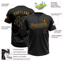 Laden Sie das Bild in den Galerie-Viewer, Uksn Individuelles Schwarz Schwarz-Altgold Zweiknopf Unisex Softball-Trikot
