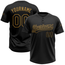 Laden Sie das Bild in den Galerie-Viewer, Uksn Individuelles Schwarz Schwarz-Altgold Zweiknopf Unisex Softball-Trikot

