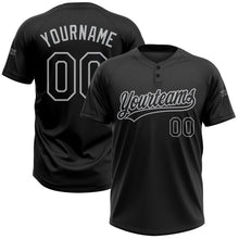 Laden Sie das Bild in den Galerie-Viewer, Uksn Individuelles Schwarz Schwarz-Grau Zweiknopf Unisex Softball-Trikot
