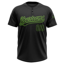 Laden Sie das Bild in den Galerie-Viewer, Uksn Individuelles Schwarz Schwarz-Neongrün Zweiknopf Unisex Softball-Trikot
