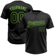 Laden Sie das Bild in den Galerie-Viewer, Uksn Individuelles Schwarz Schwarz-Neongrün Zweiknopf Unisex Softball-Trikot
