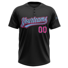 Laden Sie das Bild in den Galerie-Viewer, Uksn Individuelles Schwarz Pink-Hellblau Zweiknopf Unisex Softball-Trikot
