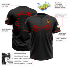Laden Sie das Bild in den Galerie-Viewer, Uksn Individuelles Schwarz Schwarz-Rot Zweiknopf Unisex Softball-Trikot
