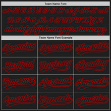 Laden Sie das Bild in den Galerie-Viewer, Uksn Individuelles Schwarz Schwarz-Rot Zweiknopf Unisex Softball-Trikot
