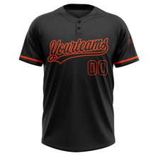 Laden Sie das Bild in den Galerie-Viewer, Uksn Individuelles Schwarz Schwarz-Orange Zweiknopf Unisex Softball-Trikot
