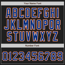 Laden Sie das Bild in den Galerie-Viewer, Uksn Individuelles Schwarz Royalblau-Orange Zweiknopf Unisex Softball-Trikot
