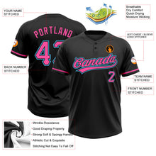 Laden Sie das Bild in den Galerie-Viewer, Uksn Individuelles Schwarz Pink-Himmelblau Zweiknopf Unisex Softball-Trikot

