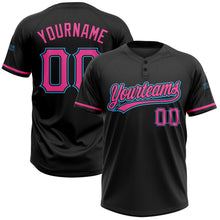 Laden Sie das Bild in den Galerie-Viewer, Uksn Individuelles Schwarz Pink-Himmelblau Zweiknopf Unisex Softball-Trikot
