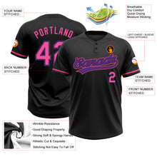 Laden Sie das Bild in den Galerie-Viewer, Uksn Individuelles Schwarz Pink-Violett Zweiknopf Unisex Softball-Trikot
