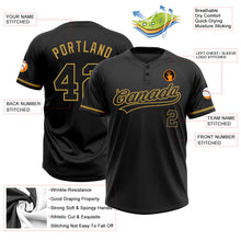 Laden Sie das Bild in den Galerie-Viewer, Uksn Individuelles Schwarz Schwarz-Altgold Zweiknopf Unisex Softball-Trikot
