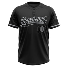Laden Sie das Bild in den Galerie-Viewer, Uksn Individuelles Schwarz Schwarz-Grau Zweiknopf Unisex Softball-Trikot
